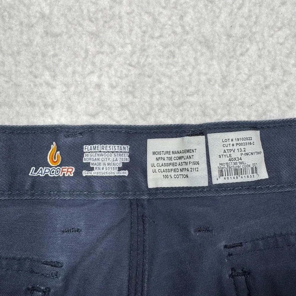 LAPCO FR Cargo Pants Blue Flame‎ Resistant Workwear Moisture Wicking Men's 40x34